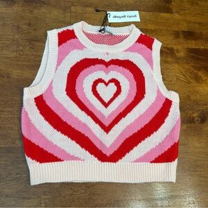 NWT Pretty Garbage Heart Pattern Sleeveless Sweater size medium